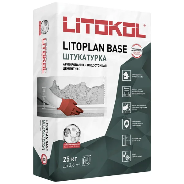 LITOKOL LITOPLAN BASE — базовая цементная штукатурная смесь механизированного нанесения (25kg bag) 499450002