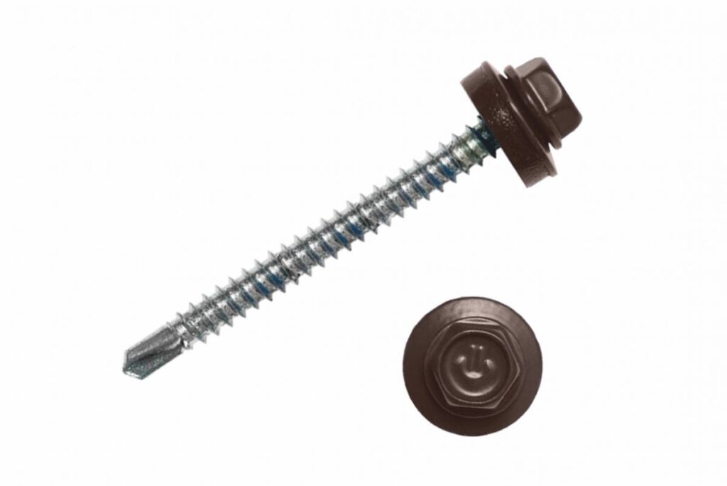 Саморезы кровельные с буром 50х4,8 мм металл-дерево коричневые RAL 8017 (40 шт.)